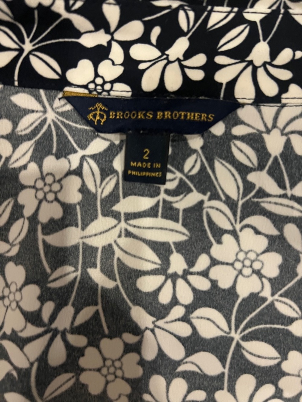 Brooks Brothers Black & White Floral Long-Sleeve Shirt Dress - Picture 2 of 2